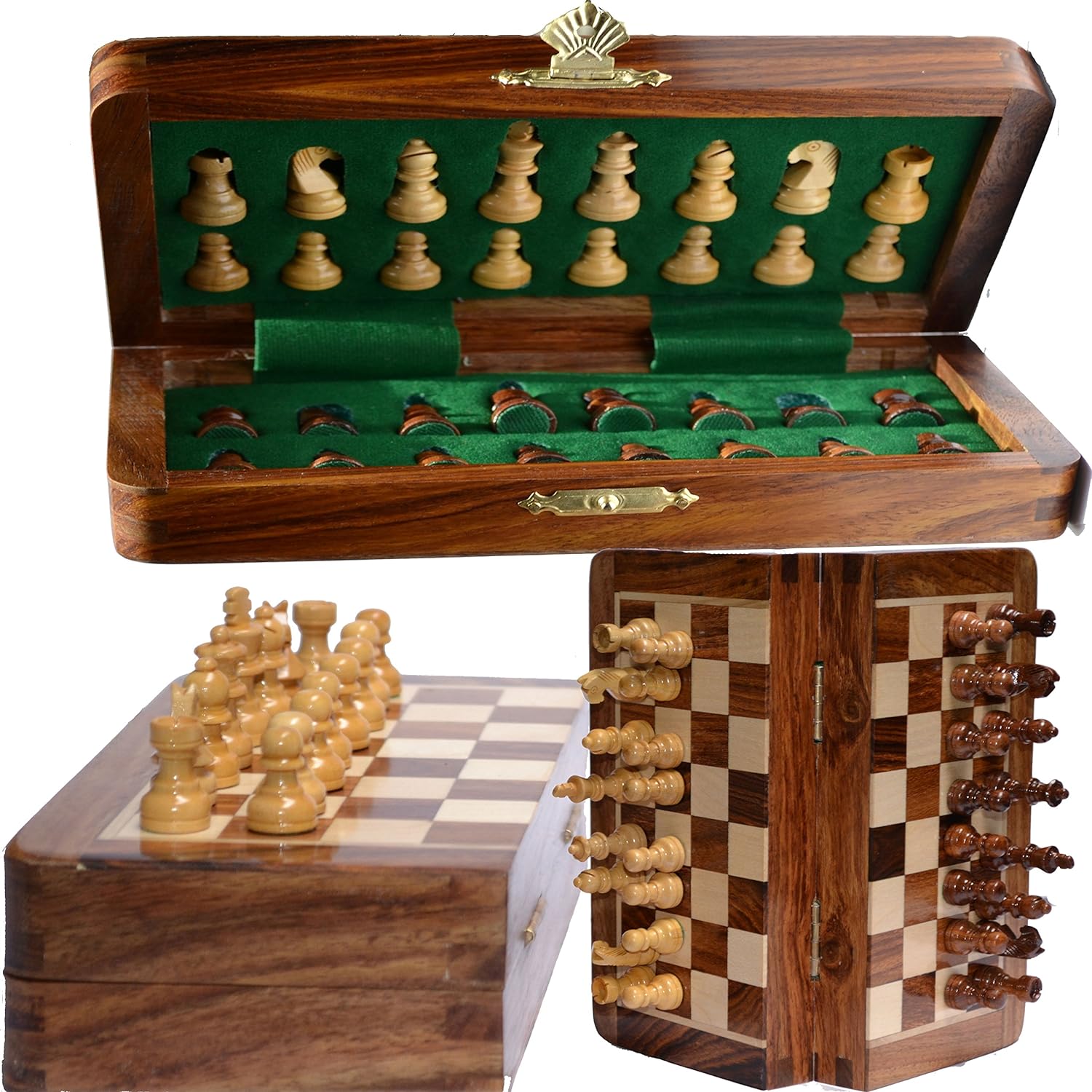 StonKraft 10" x 10" Wooden Chess Game Board Set + Wooden Chess Pieces
