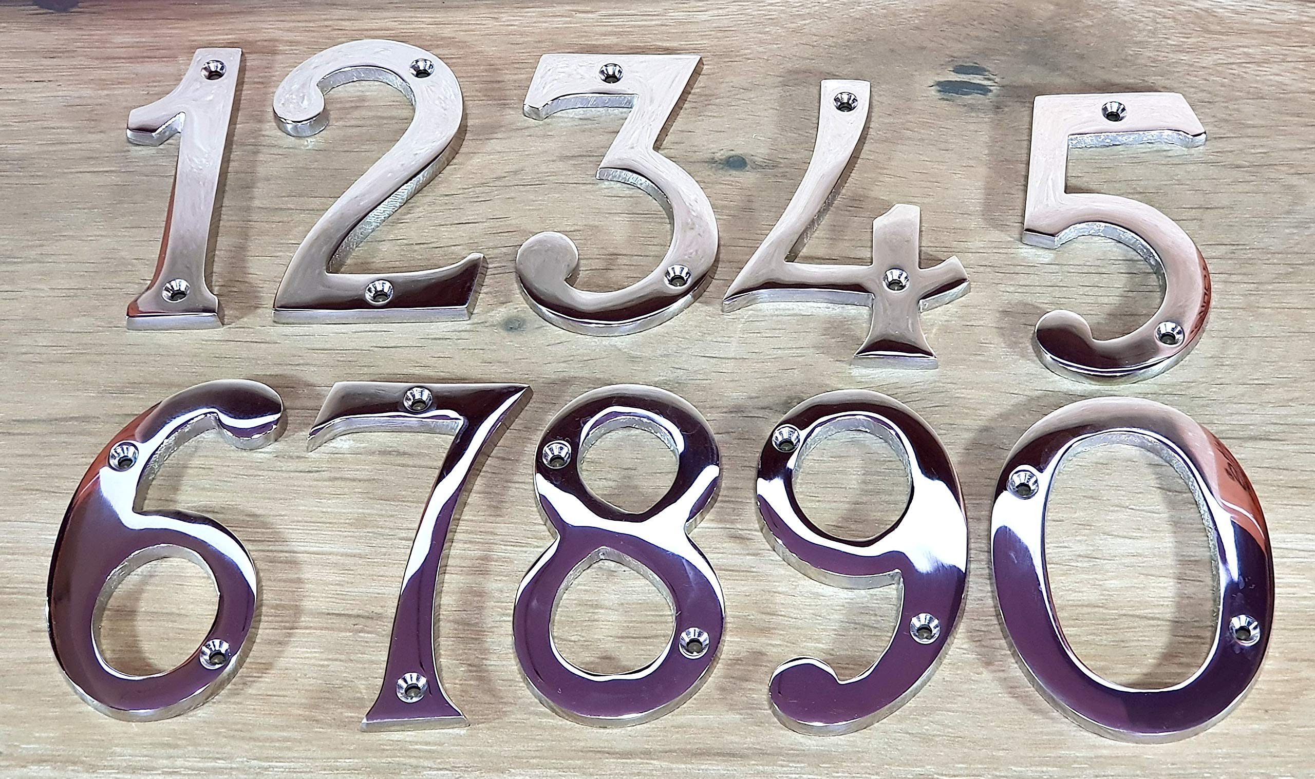 eSplanade 4" Brass House Hotel Door Number Plaque Sticky Numeric Numerical Digit 0-9