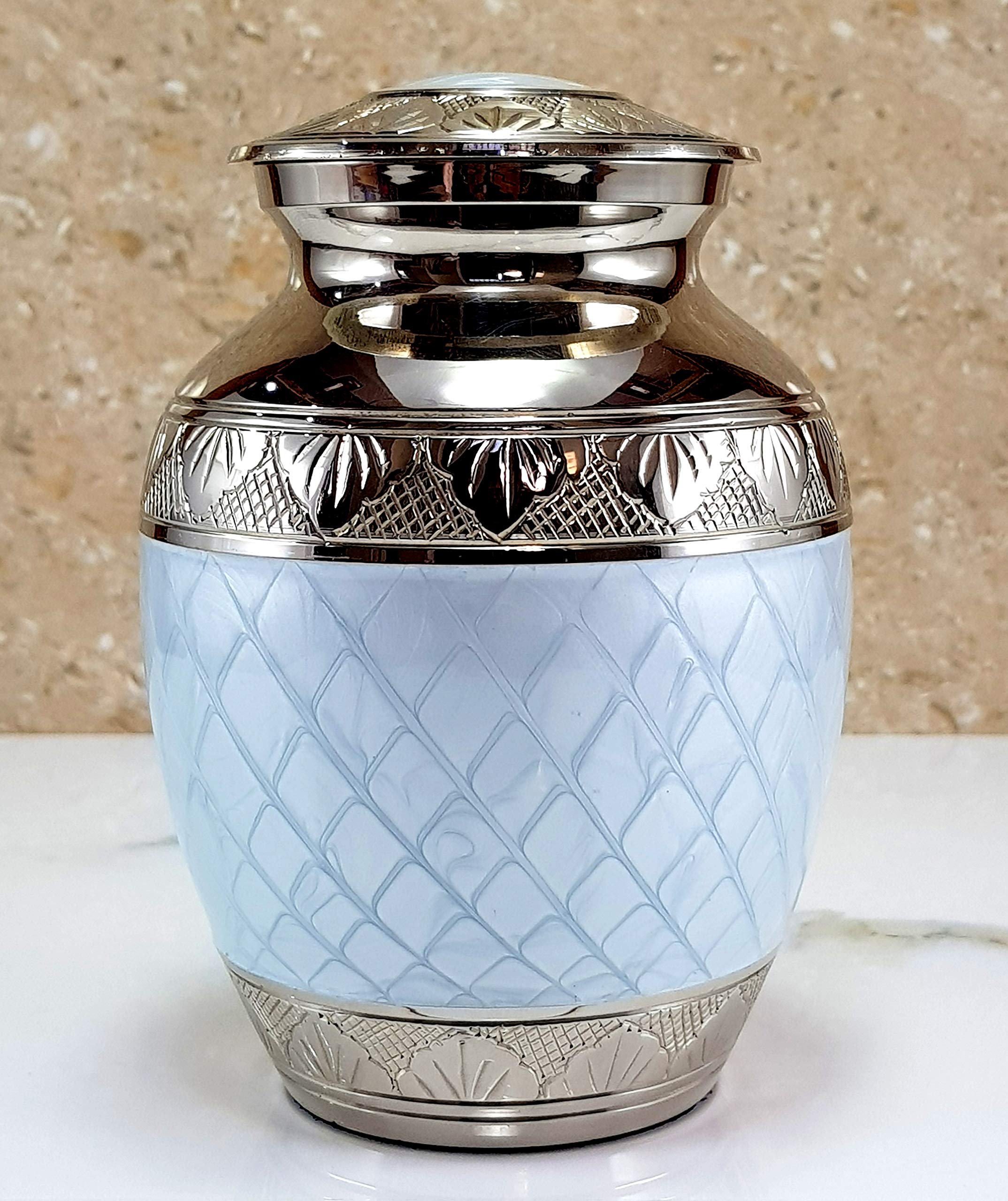 eSplanade Metal Cremation Urn Memorial Jar Pot Container | Medium Size Urn for Funeral Ashes Burial | Engraved Metal Urn