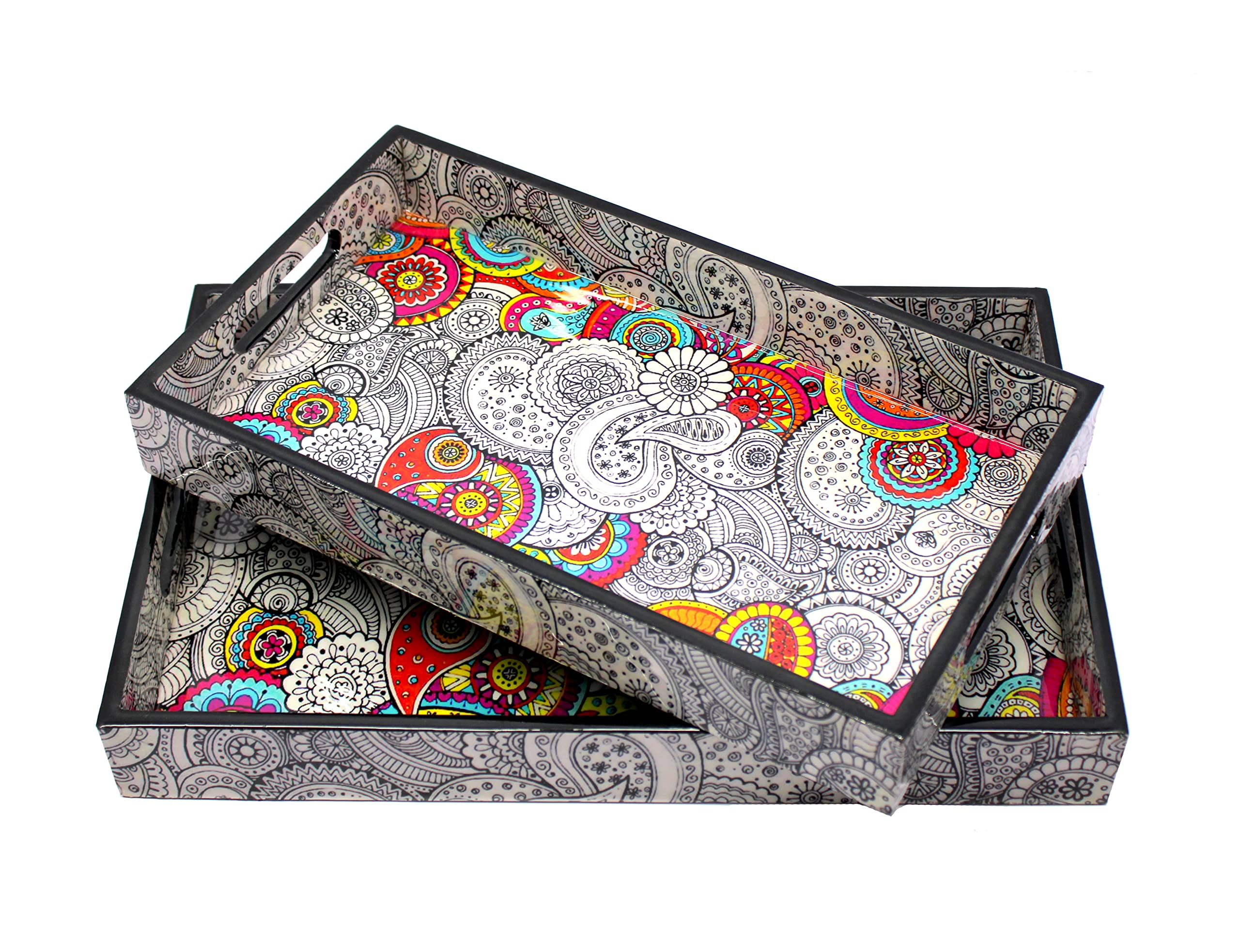 eSplanade Wooden Serving Trays - Home Office Dining Table Multipurpose Serveware - Multicolour