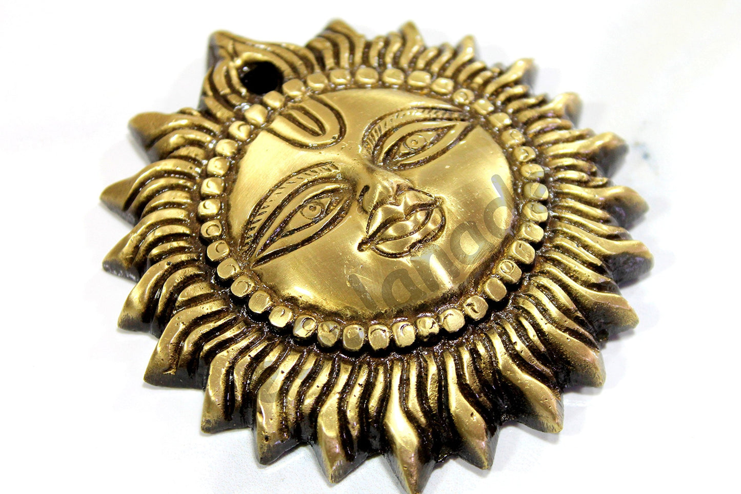 eSplanade 4" Brass Sun God Smiling Surya Bhagwaan Idol Statue Sculpture Wall Hanging