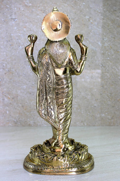 eSplanade Brass Laxmi Lakshmi Goddess Murti Idol Sculpture Statue | Pooja Idols - Home Decor | Golden - 15" Inches (Big Size)