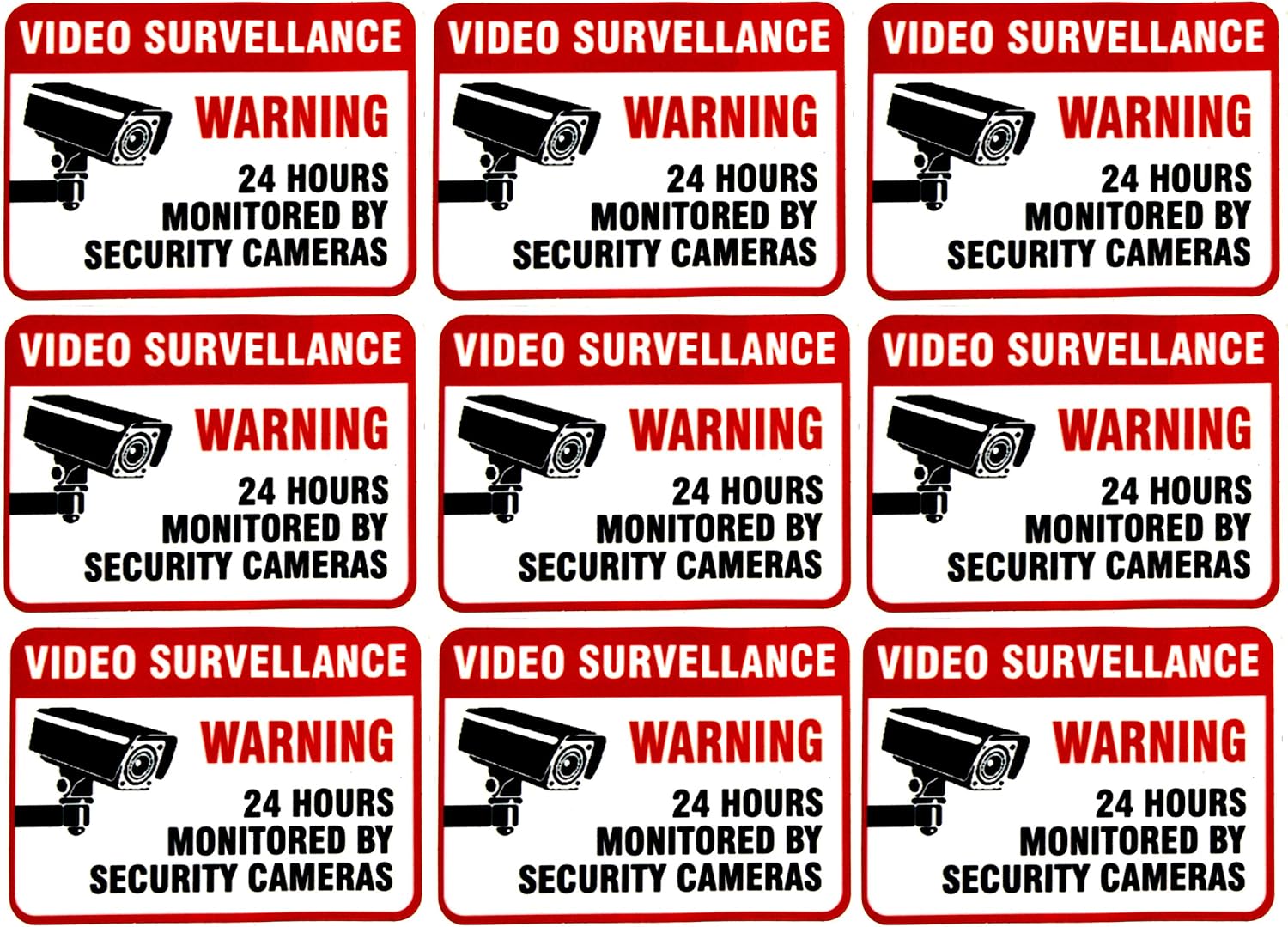 eSplanade Video Surveillance Monitoring by Security Camera Sign Decal Sticker - Easy to Mount Weather Resistant Long Lasting Ink Size (2.5" x 3.5")