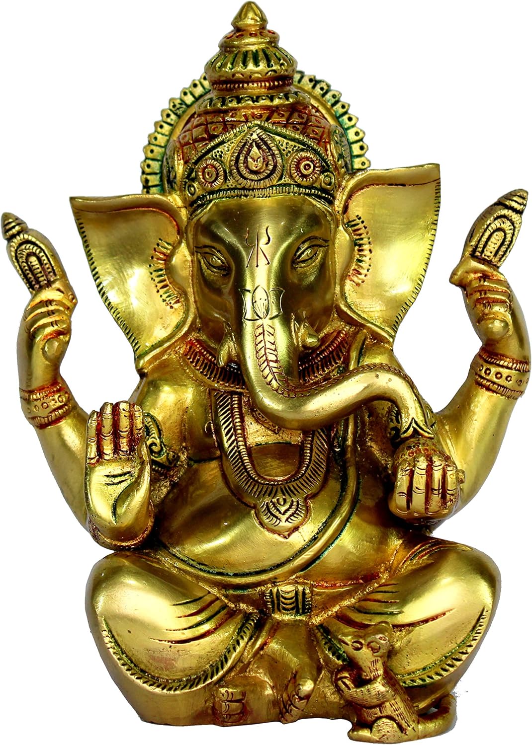 eSplanade 7.5" Ganesha Brass Showpiece | Home Decor | Ganesh Ganesha Ganpati Ganapati Murti Idol (Sitting Ganesha)