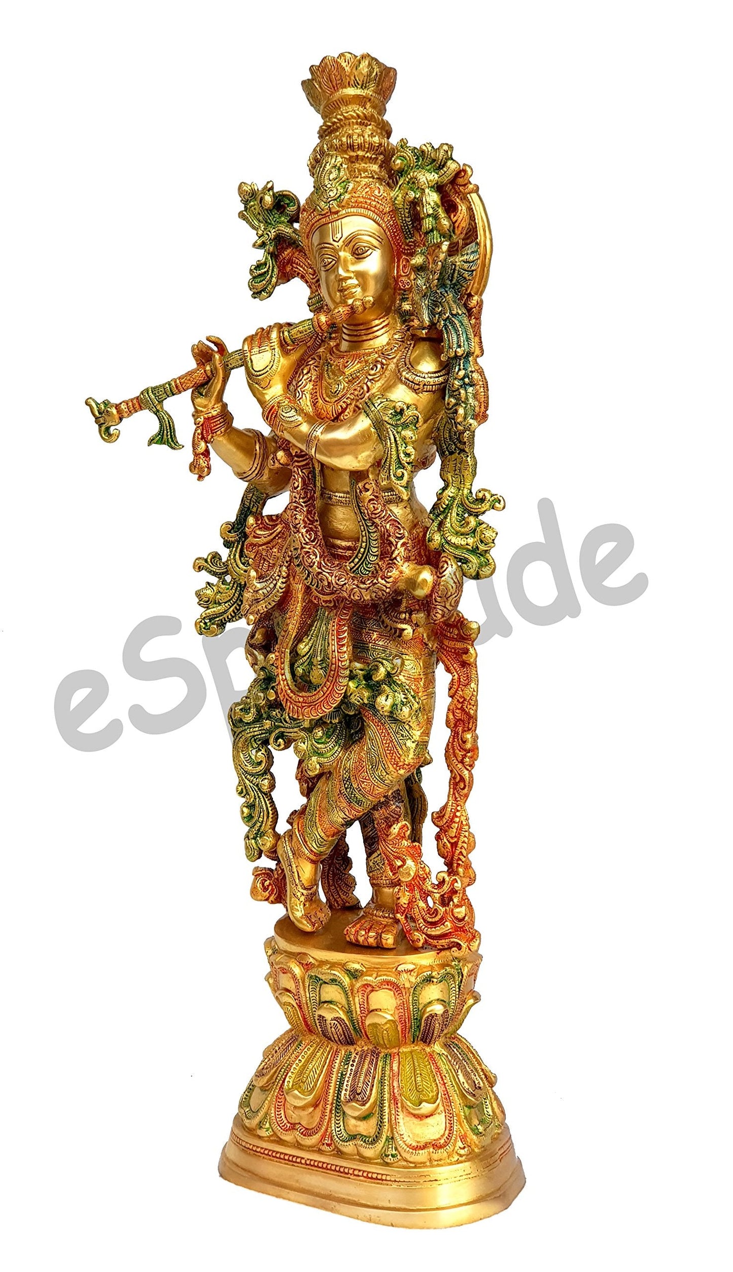 eSplanade - Lord Krishna Kishan Gopal Murti Idol Statue Sculpture - Brass - 29" - Multicolor