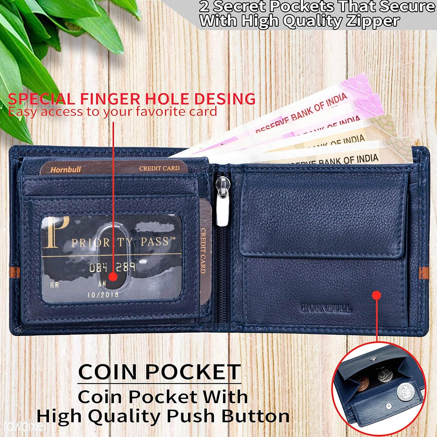 HORNBULL Denial Leather Combo Gift For Men | Wallets Men With Rfid Blocking | Mens Wallet (Bw104150),blue