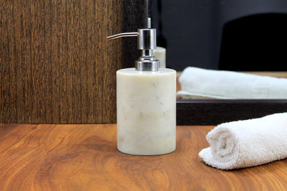 KLEO Soap Dispenser Lotion Dispenser - Made of Natural Stone - Luxury Bathroom Accessories Bath Set (Grey)