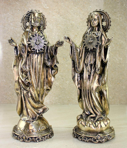 eSplanade Brass Jesus Christ and Mother Mary - 16 inches (BIG SIZE) | Religious Statues | Holy Statue of Christian