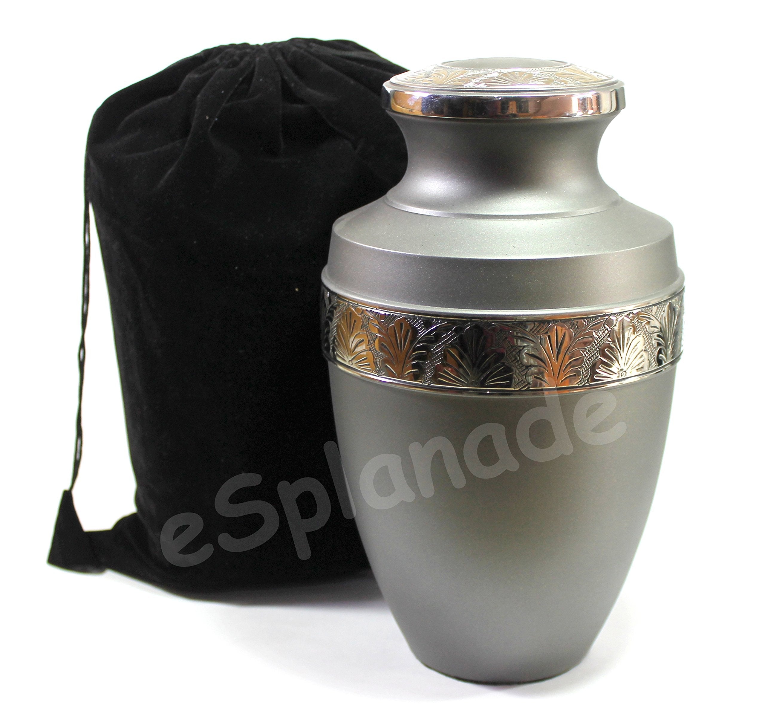 eSplanade Brass Cremation Urn Memorial Jar Pot Container | Full Size Urn for Funeral Ashes Burial | Engraved Metal Urn |