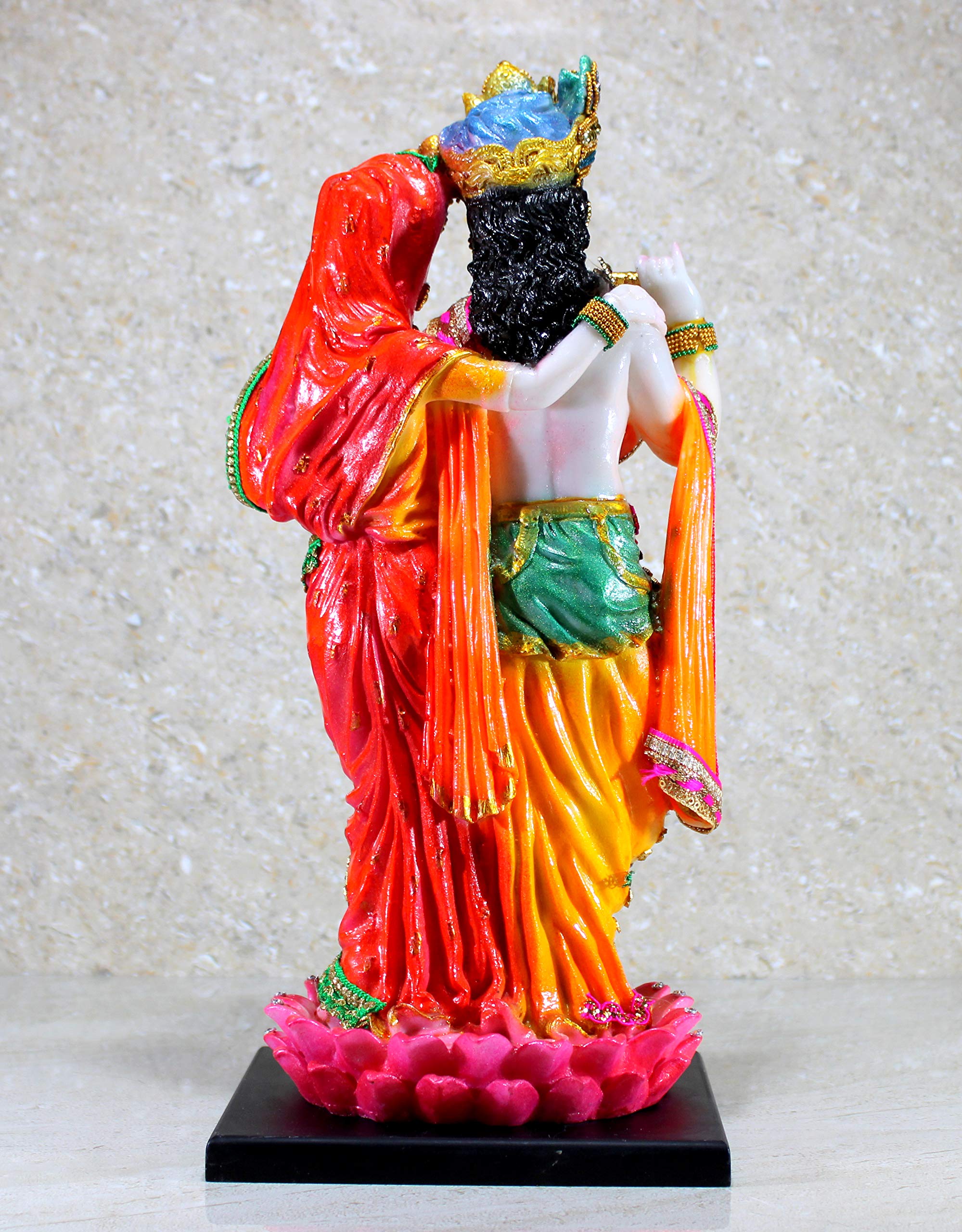 ESPLANADE Radha Krishna Kishan Standing on a Lotus Murti Idol Statue Sculpture - Resin - 16" Inches