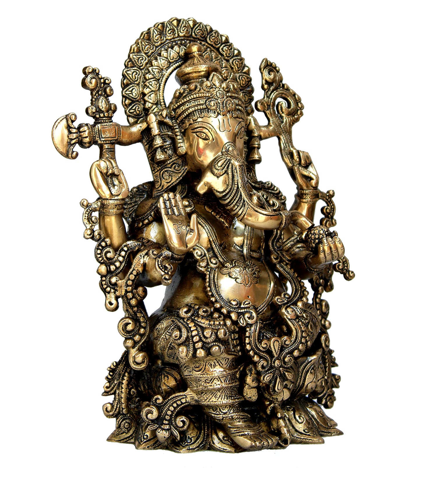 eSplanade Brass Ganesh Ganesha Ganpati Vinayak Showpiece -15.5" inches - Big Size | Murti Idol Statue Sculpture