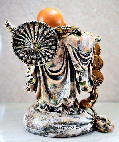 eSplanade Resin Laughing Buddha Statue | Feng Shui Figurine Showpiece for Living Room Home Office Decoration and Gift -16" inches (Big Size) (Black)