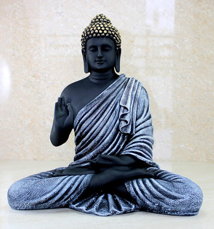 eSplanade Resin Meditating Buddha Showpiece | Home Decor | Idol Statue Figurine Murti | Tibetan Buddhist Statue - 14" Inches Height - Big Size