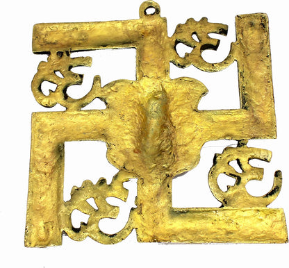 eSplanade Brass OM Aum Swastik Sathiya and Ganesha Ganesh Wall Hanging Yantra - 8.5" Inches (Big Size)