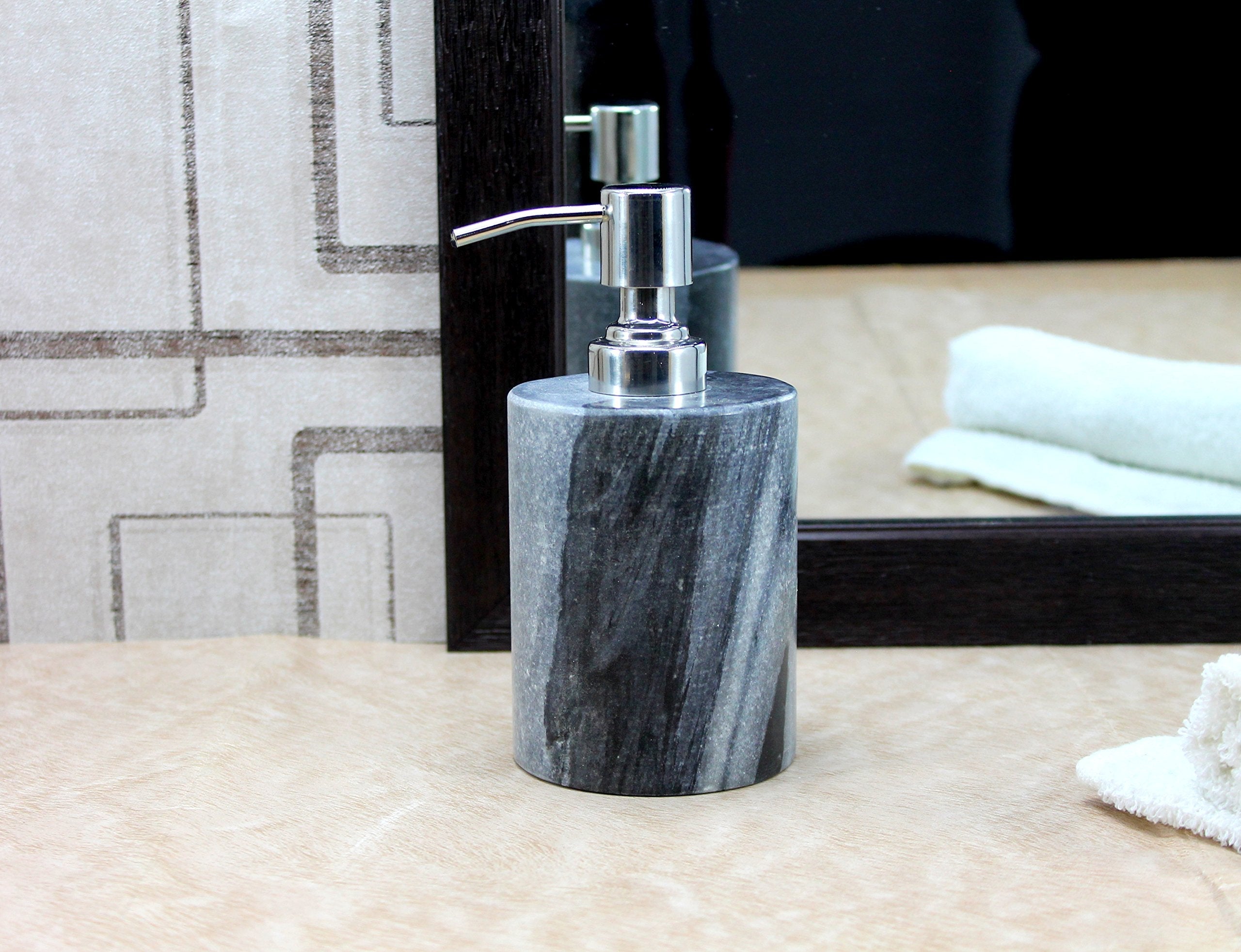 KLEO Marble Soap/Lotion Dispenser - Stone Bathroom Accessories Set Marble Bath Set