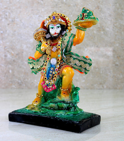 eSplanade Resin Hanuman Anjaneya Pavan Putra Idol Murti Moorti Statue (8.5 x 5.25 Inches)