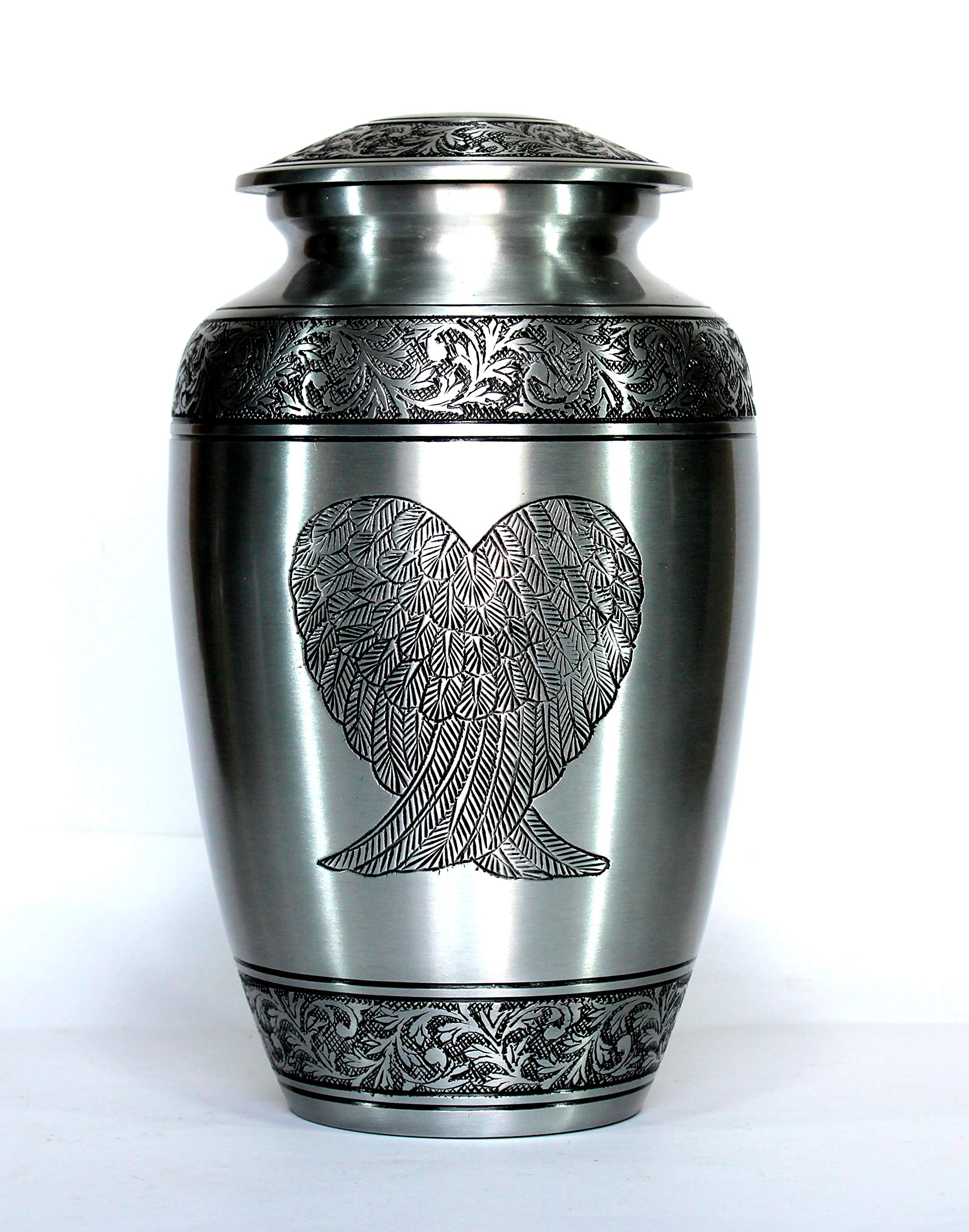 eSplanade Brass Cremation Urn Memorial Jar Pot Container | Full Size Urn for Funeral Ashes Burial | Holy Cross Printed Urn | Black - 10" Inches