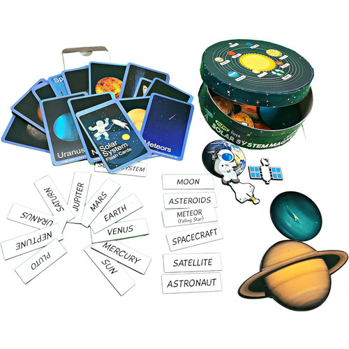 MFM TOYS Solar System Magnets with Junior Edition Flashcards (3mm Thick Magnetic pieces)