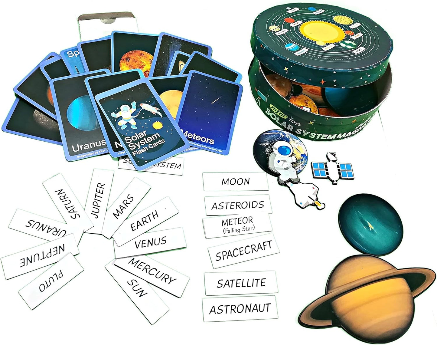 MFM TOYS Solar System Magnets with Junior Edition Flashcards (3mm Thick Magnetic pieces)