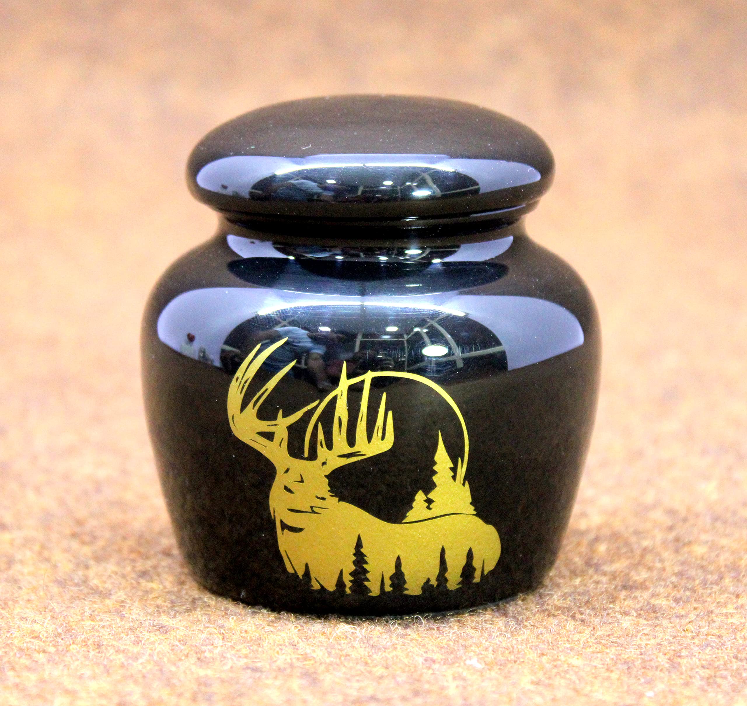 eSplanade Metal Mini Cremation Urn Keepsake Memorial Jar Pot Container | Small Urn for Funeral Ashes Burial | Printed Metal Keepsake