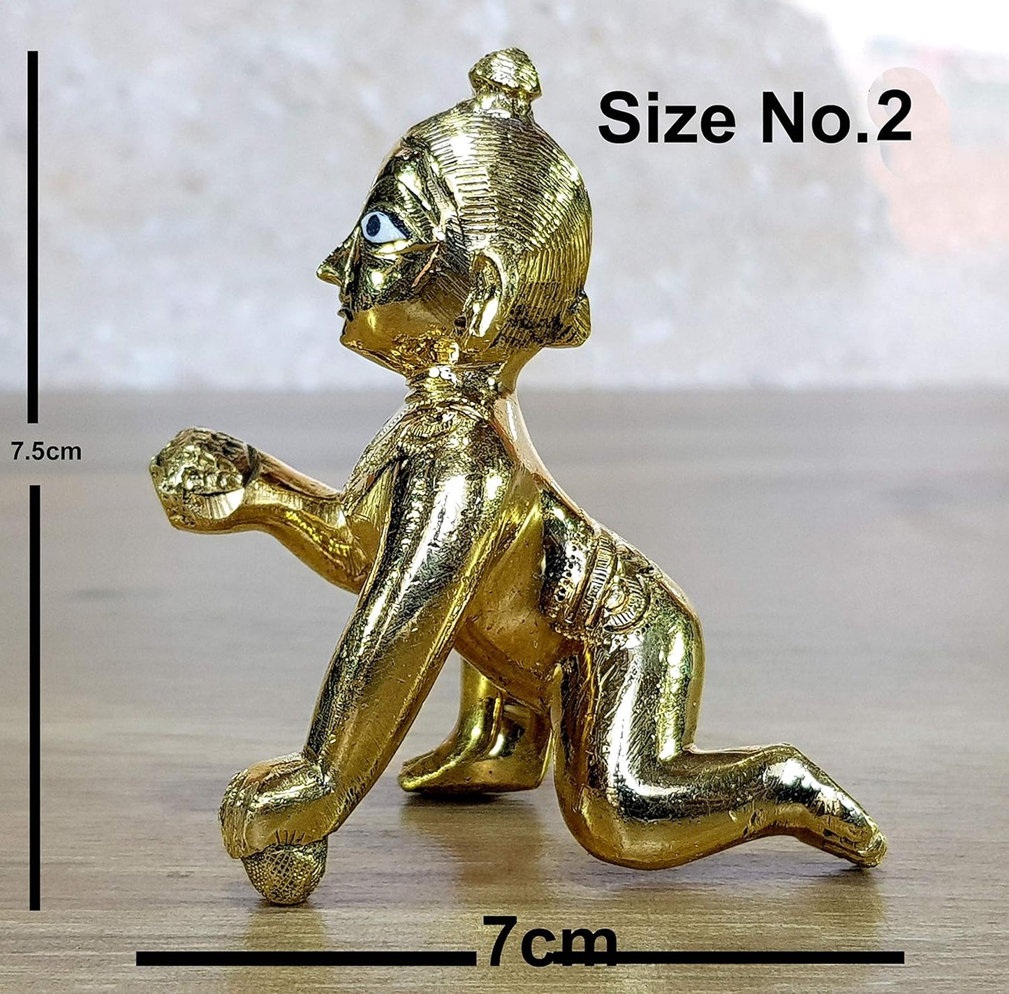 eSplanade Brass - (3") 7.5 cms - Laddoo Gopal Baby Krishna Laddu Gopal Kishan Baby Krishna Thakurji Murti Idol Statue Sculpture