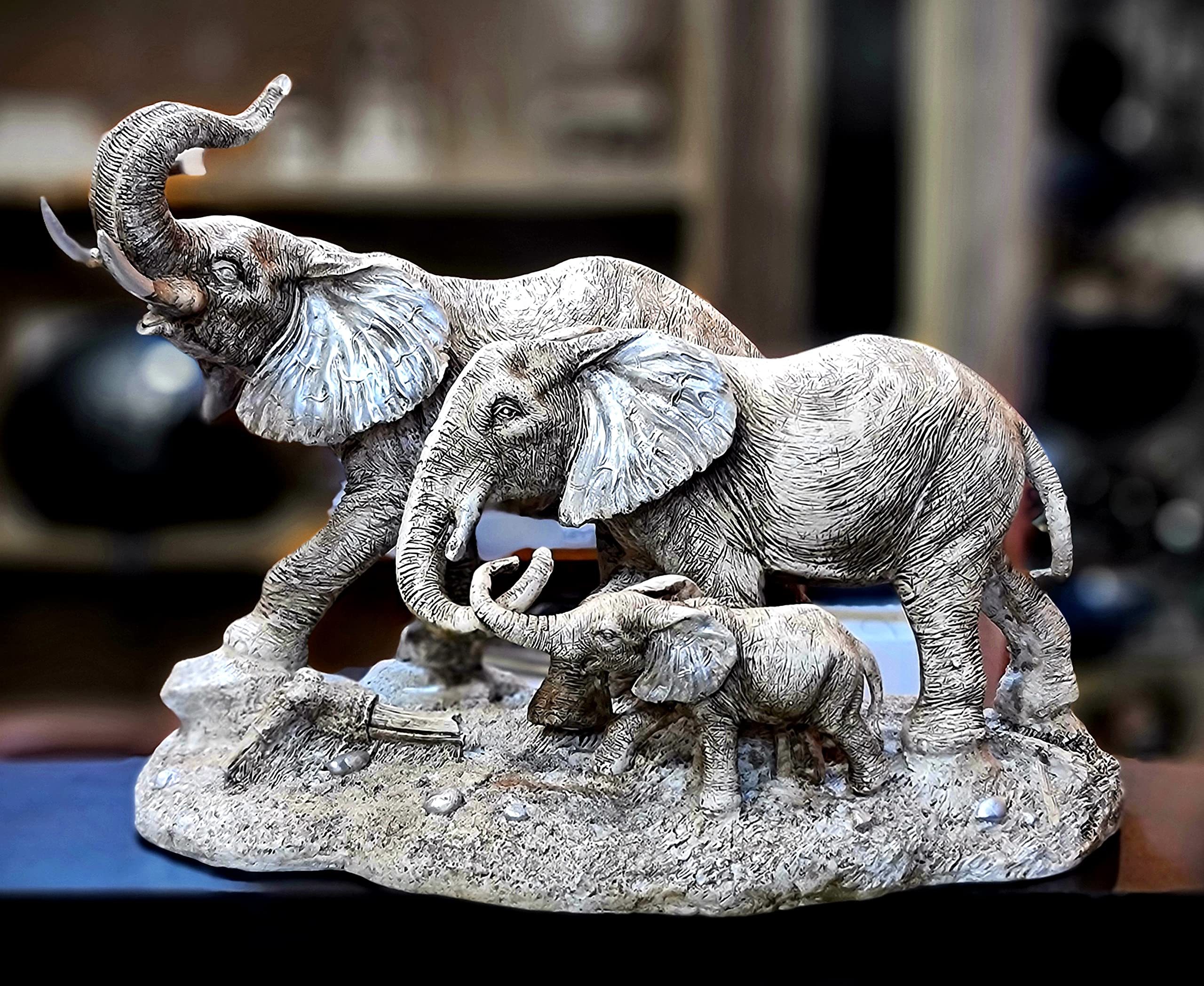 eSplanade Resin Elephant Pair Sculpture or Showpiece Feng Shui Vastu Brings Goodluck Home Decor (1609)