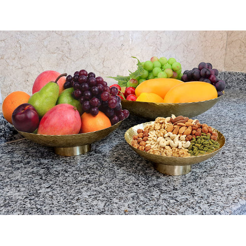 eSplanade Metal Serving Bowls Set | Kitchen and Dining Accessories | Handmade Serving Bowls | Designer Tableware (Set of 3)