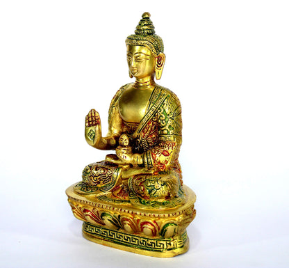 StonKraft eSplanade 7" Brass Buddha - Meditating Brass Buddha - Brass Metal Idol Statue Figurine Murti