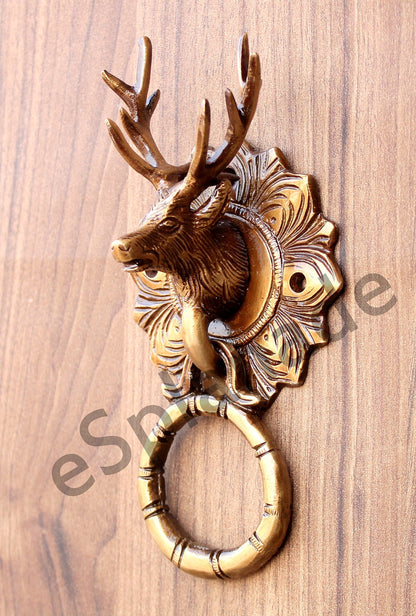 eSplanade Horse Rabbit Reindeer Elephant Brass Door Knockers | Door Decor Accessories | Brass Gate Knockers (Reindeer)