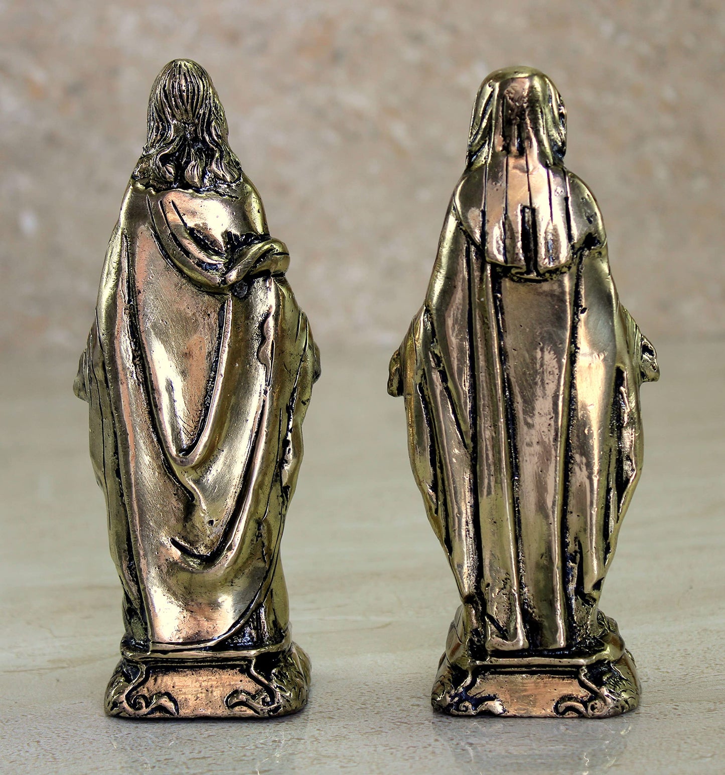 eSplanade Brass Jesus Christ and Mother Mary Idol Statue Sculpture - 5.75 inches | Holy Statue of Christians