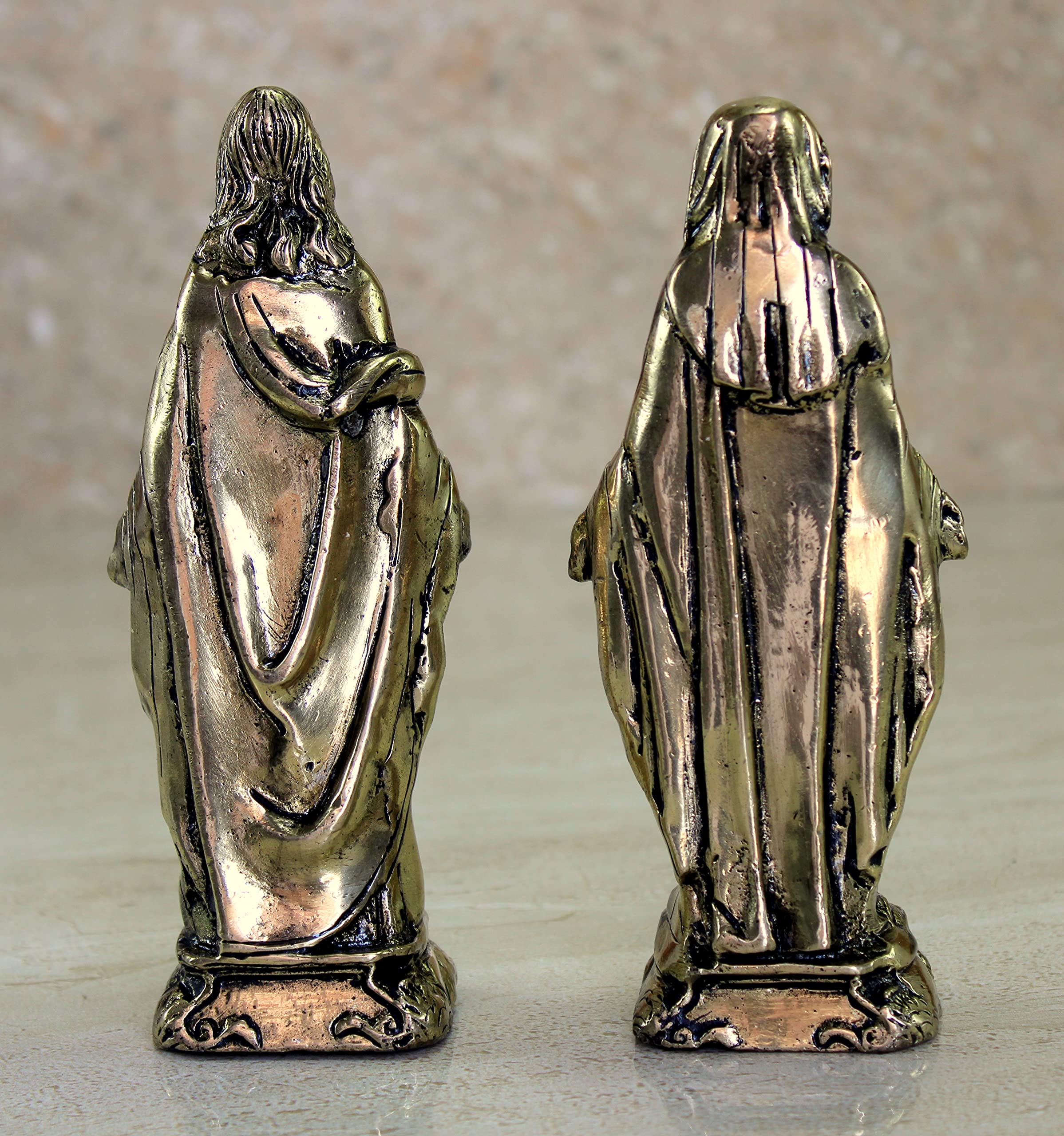 eSplanade Brass Jesus Christ and Mother Mary | Religious Statues | Holy Statue of Christian| 16" & 5.75" Inches