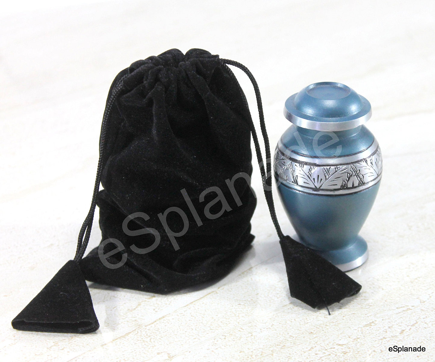 eSplanade Metal Mini Cremation Urn Keepsake Memorial Jar Pot Container | Small Urn for Funeral Ashes Burial | Engraved Metal Keepsake | Navy Blue - 3" Inches