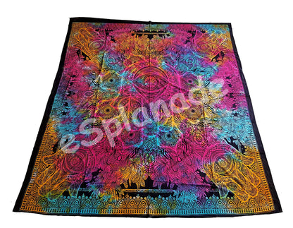 eSplanade Mandala Tapestry India, Queen Indian Mandala Picnic Blanket Bed Sheet Bedspread. (Palm Tapestry)