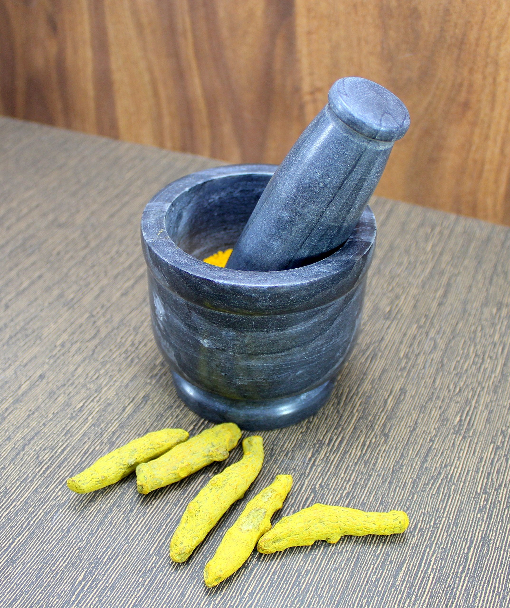 KLEO Natural Stone Mortar and Pestle Set as Spice Grinder, Medicine Masher - Okhli and Musal (All Colours)