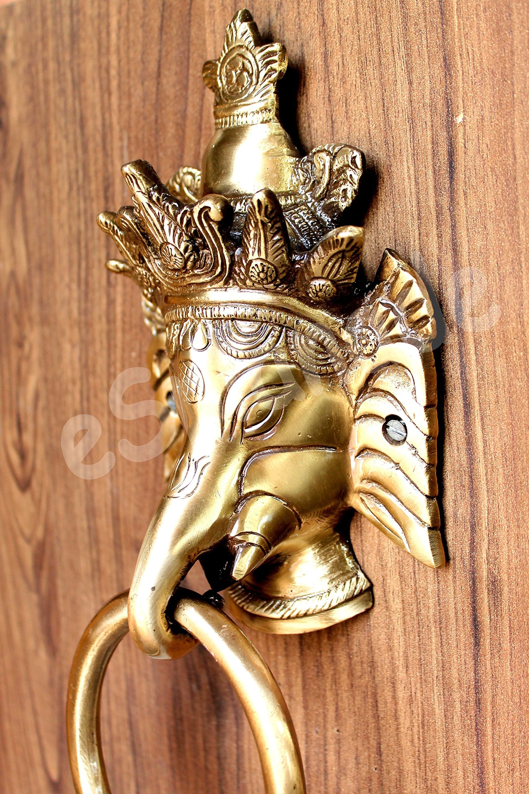 eSplanade Horse Rabbit Reindeer Elephant Brass Door Knockers | Door Decor Accessories | Brass Gate Knockers (Reindeer, Ganesh, Horse, Buddha, Elephant))