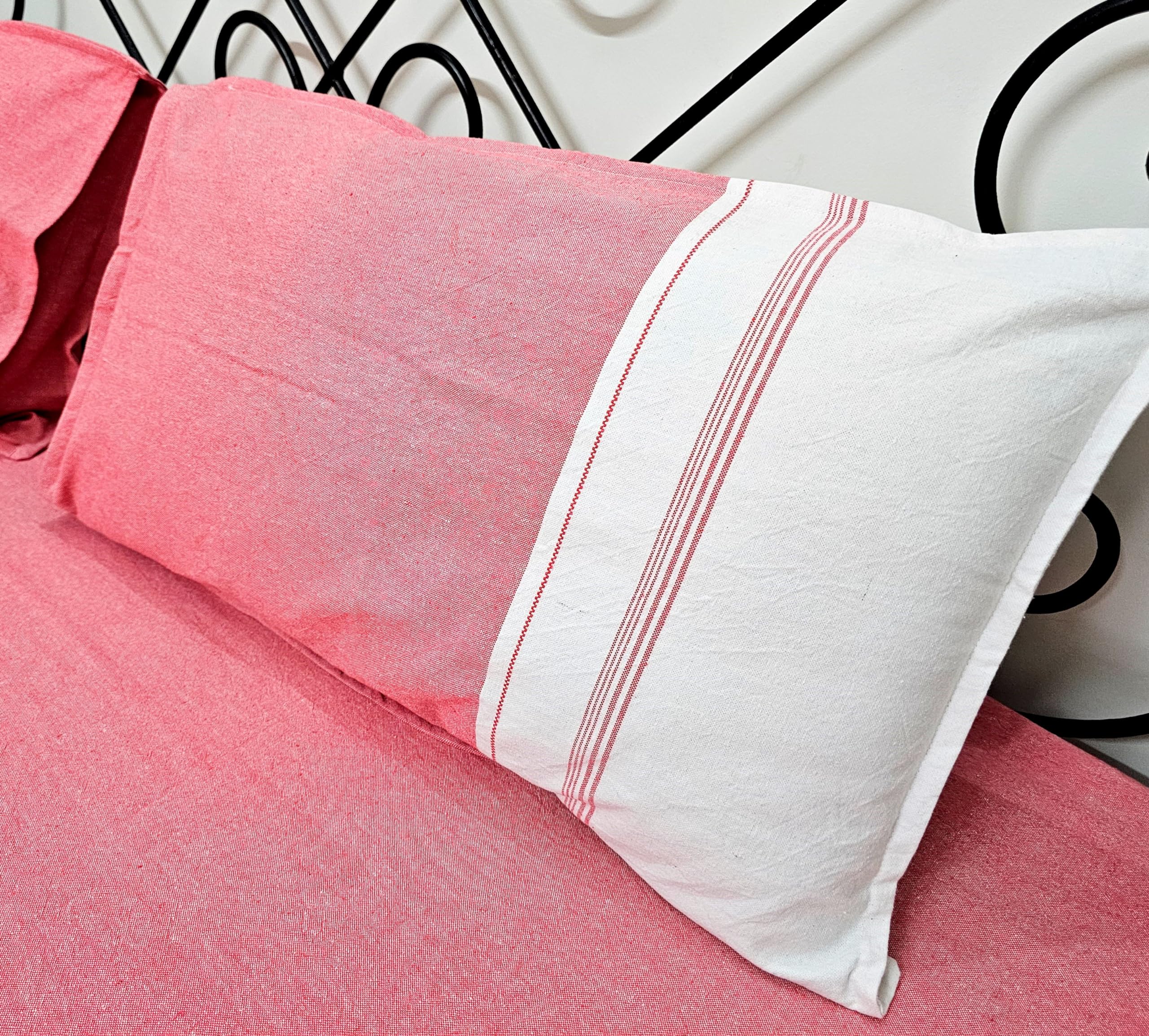 Premium 100% Cotton King Size Bedsheet Set - Minimalist Design - 110 x 105 Inches, with 2 Pillow Covers - 29 x 20 Inches