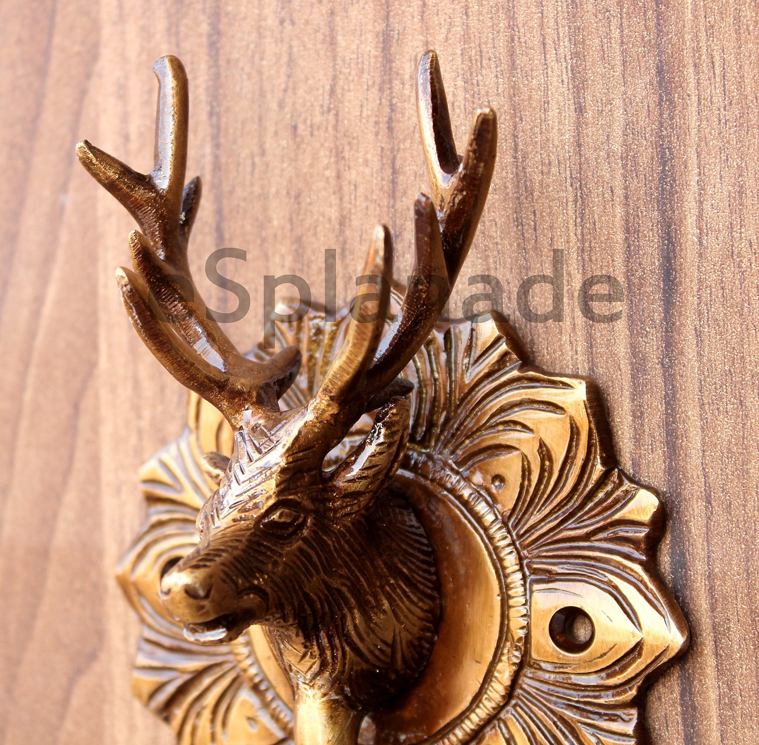 eSplanade Horse Rabbit Reindeer Elephant Brass Door Knockers | Door Decor Accessories | Brass Gate Knockers (Reindeer, Ganesh, Horse, Buddha, Elephant))