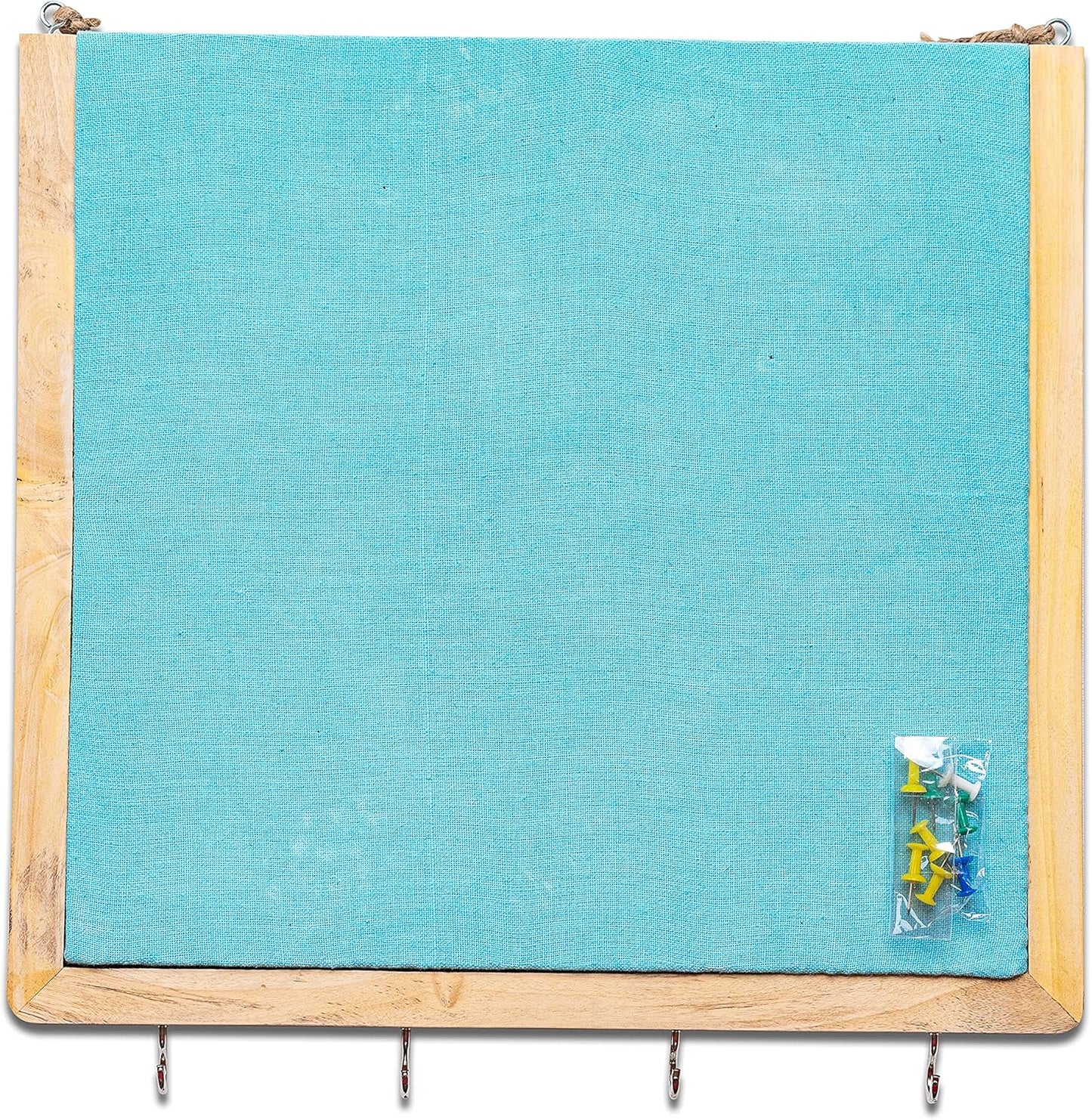 IVEI Wooden Pinboard with Keyhooks - Blue