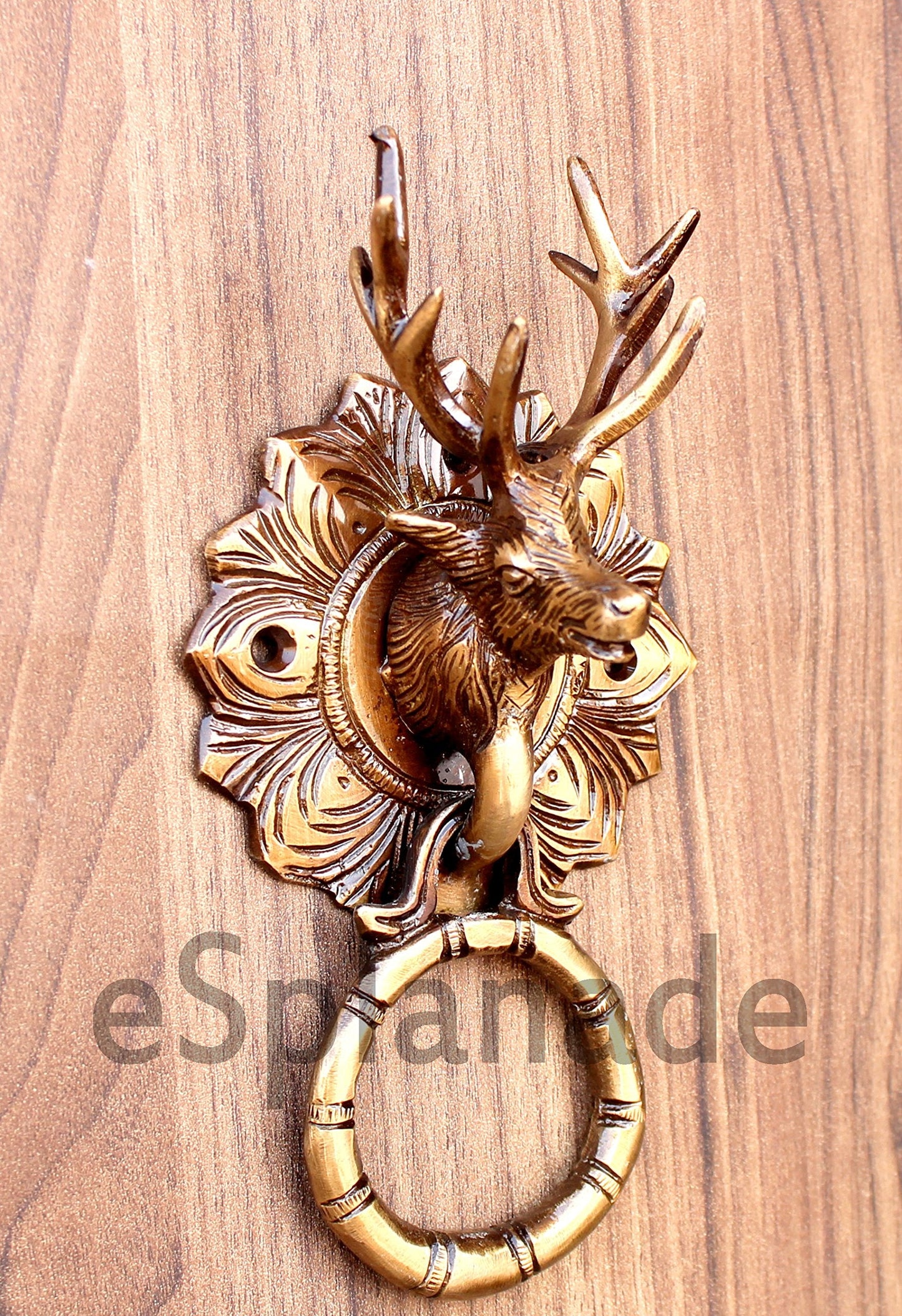 eSplanade Horse Rabbit Reindeer Elephant Brass Door Knockers | Door Decor Accessories | Brass Gate Knockers (Reindeer)