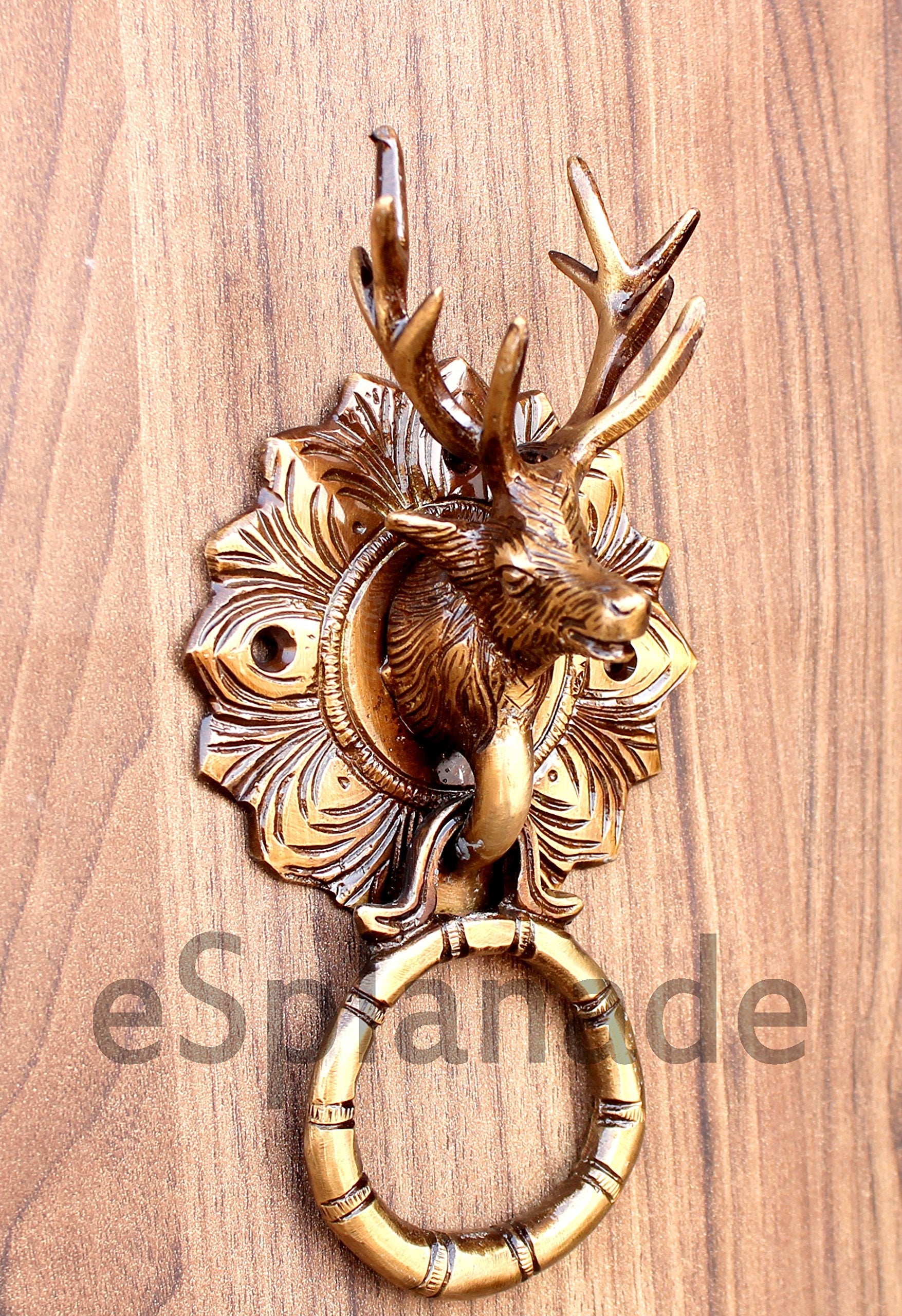 eSplanade Horse Rabbit Reindeer Elephant Brass Door Knockers | Door Decor Accessories | Brass Gate Knockers (Reindeer, Ganesh, Horse, Buddha, Elephant))