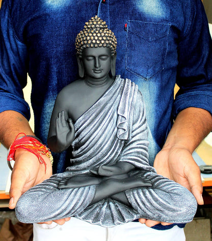 eSplanade Resin Meditating Buddha Showpiece | Home Decor | Idol Statue Figurine Murti | Tibetan Buddhist Statue - 14" Inches Height - Big Size