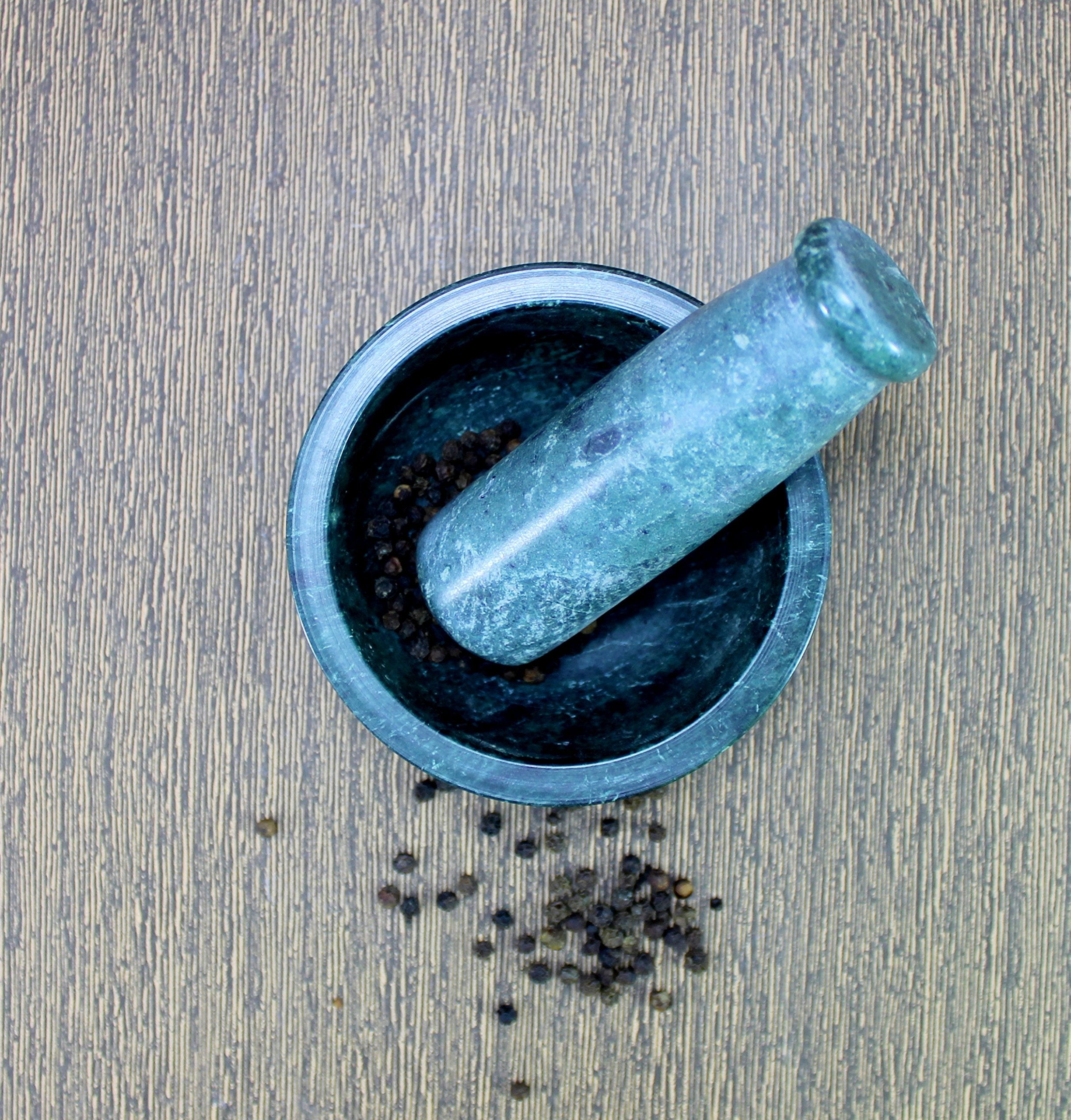 KLEO Natural Stone Mortar and Pestle Set as Spice Grinder, Medicine Masher - Okhli and Musal (All Colours)