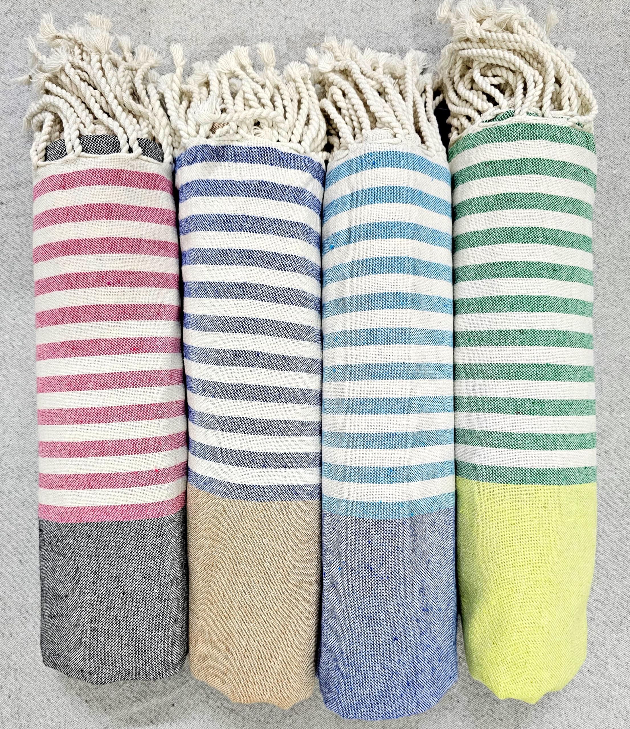 Turkish Beach Towel |100% Cotton Bath Towel | Ultra-Absorbent, Pool, Travel, Quick-Dry, Lightweight, Oversized, Sandproof| Fast Drying | Multi-Purpose Towels | Striped