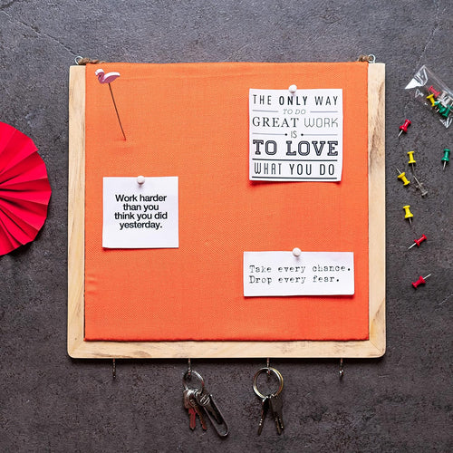 IVEI Smart pin Board and Key Holder Combination - Organizer Boards - Orange Bulletin Board