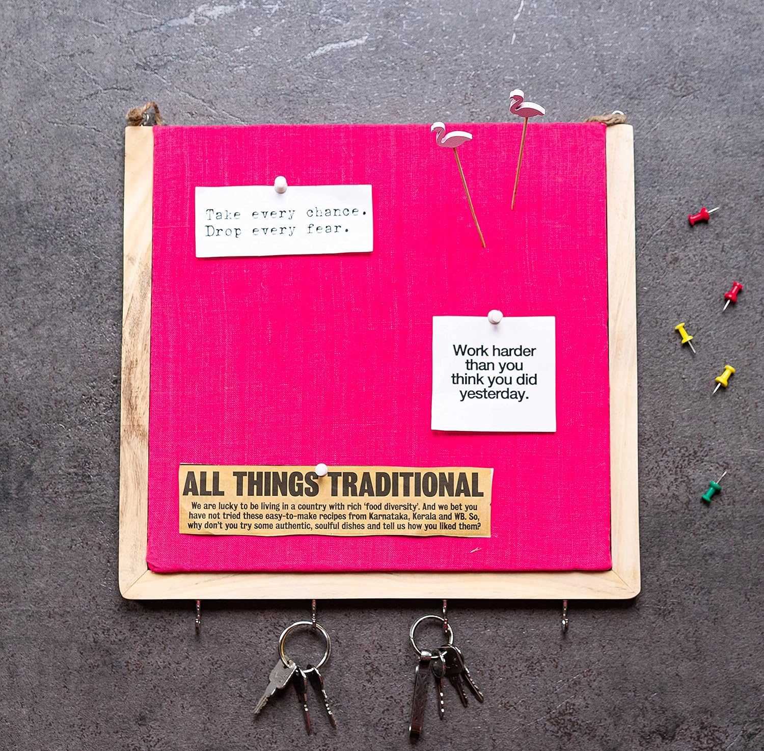 IVEI Smart pin Board and Key Holder Combination - Organizer Boards - Orange Bulletin Board