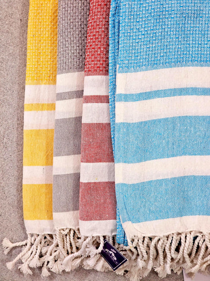 Superior Absorbent 100% Cotton Bath Towel - Ideal for Beach & Travel, Quick-Dry, Lightweight | Fast Drying | Multi-Purpose Towels | Striped (Smoke) (Sky Blue)