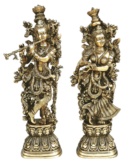 eSplanade - Brass Lord Krishna Kishan Murti Idol Statue Sculpture - 29" Inches - Very Big Size