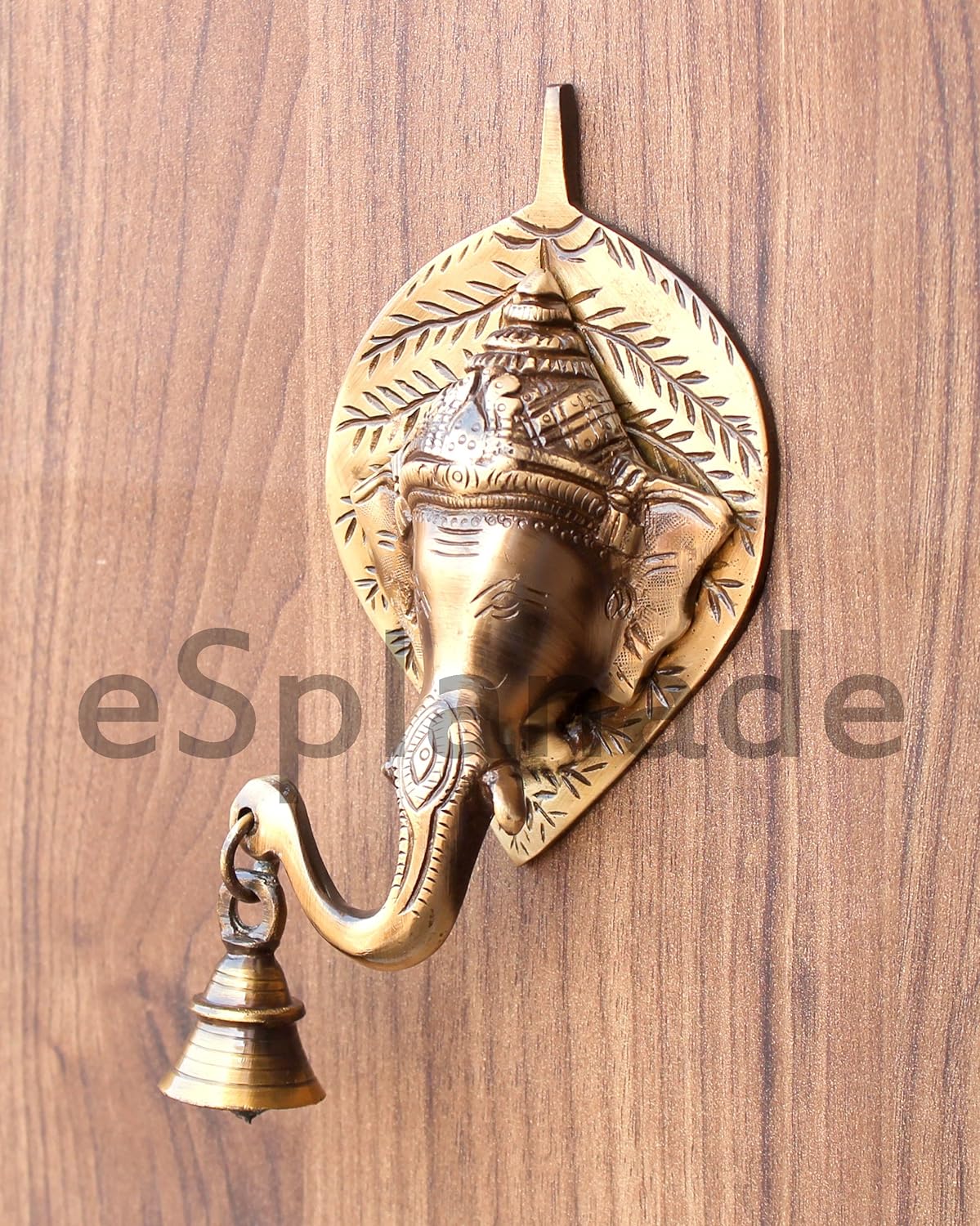 StonKraft - Elephant Face With Ganesha Door Knocker/Door Decor With Brass Bell For Door and Wall Decor
