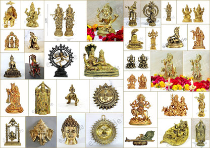 eSplanade - Brass Narsimha Narsingha Narsing with Lakshmi Laxmi Murti Idol Statue Sculpture | Pooja Praying Idol | Golden - 4.5" Inches