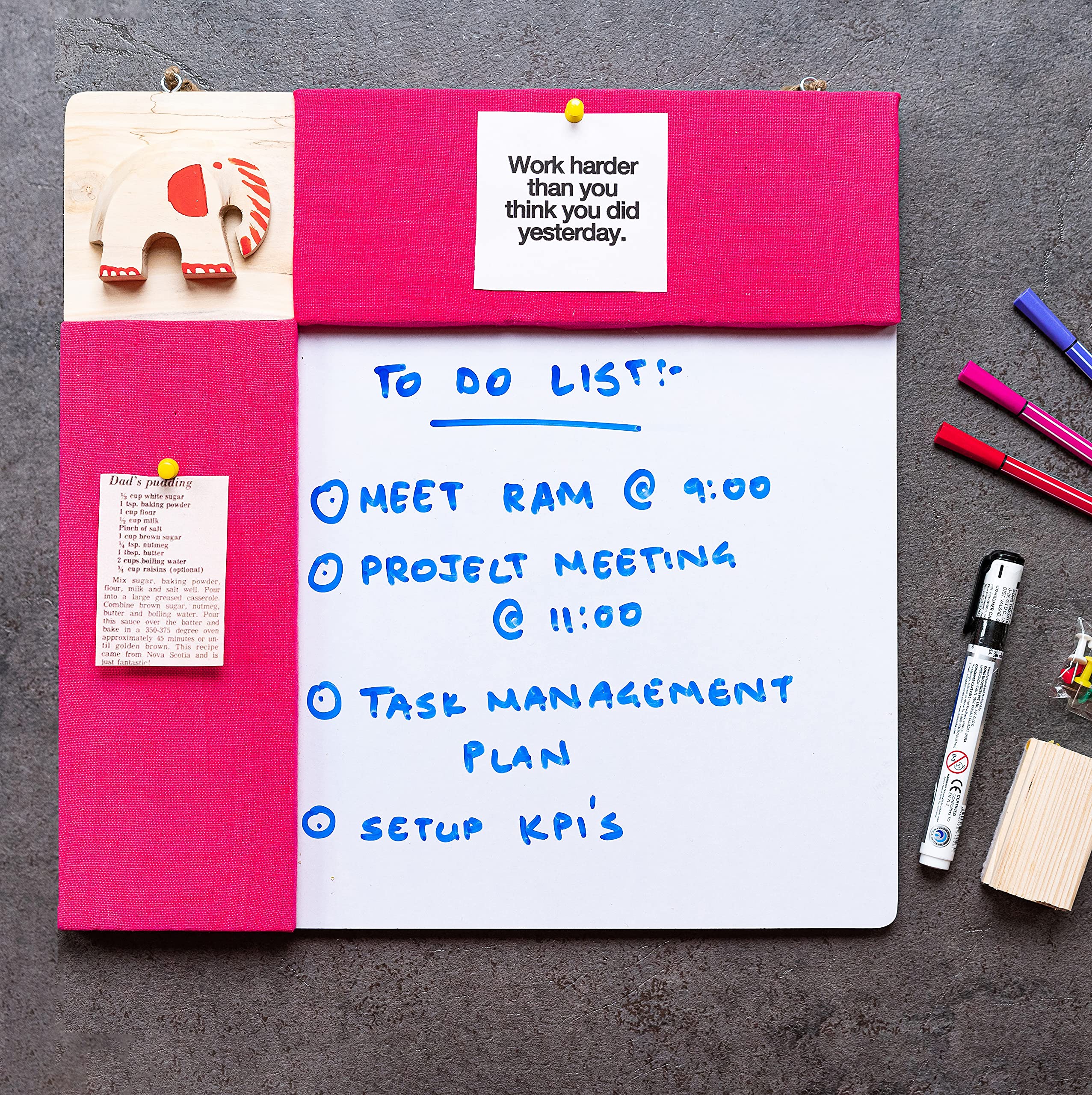 IVEI Pinboard + Whiteboard, Combination (Elephant - Blue & Pink)